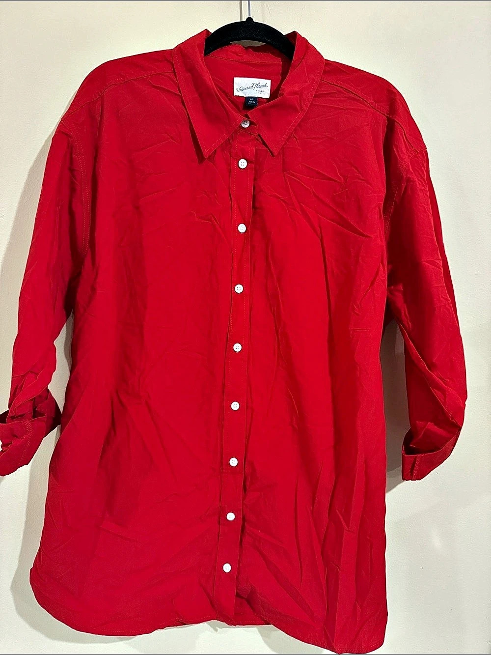 Universal Thread Long-Sleeve Relaxed-Fit Button-Down Shirt Red Size XXL